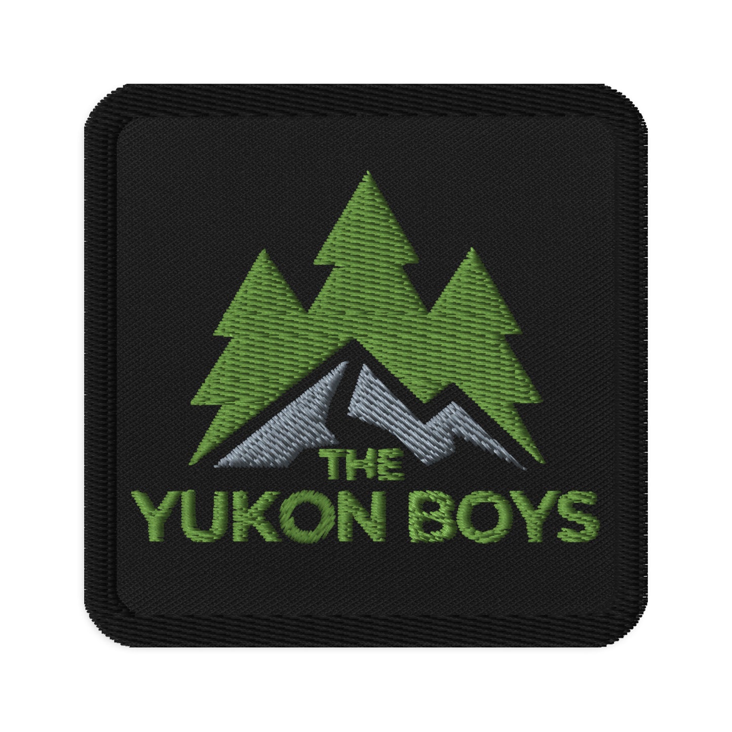 The Yukon Boys Embroidered Patch, northern outdoor logo patch, front view 2