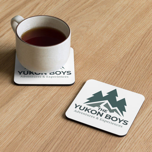 The Yukon Boys cork-back cabin coaster, front view