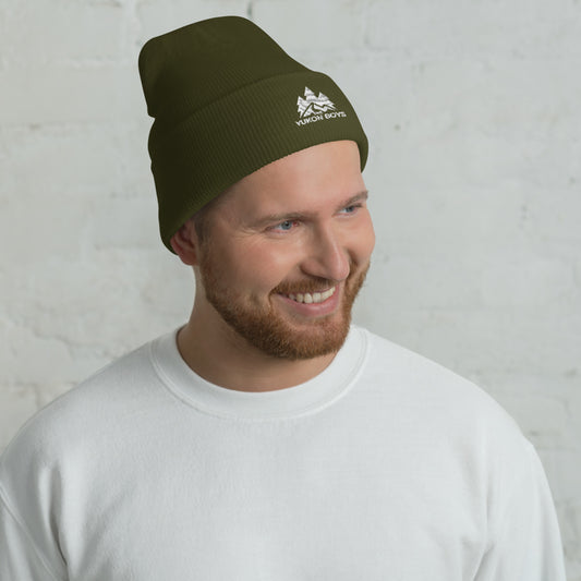 The Yukon Boys Toque in Olive, front view