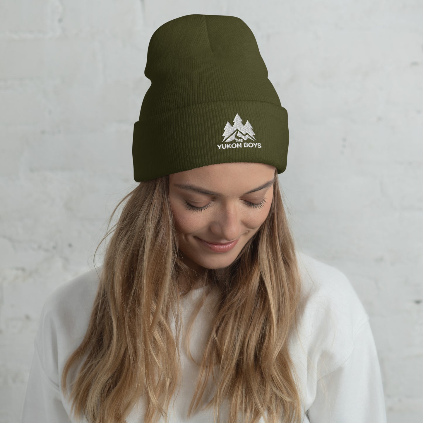 The Yukon Boys Toque in Olive, front view 2