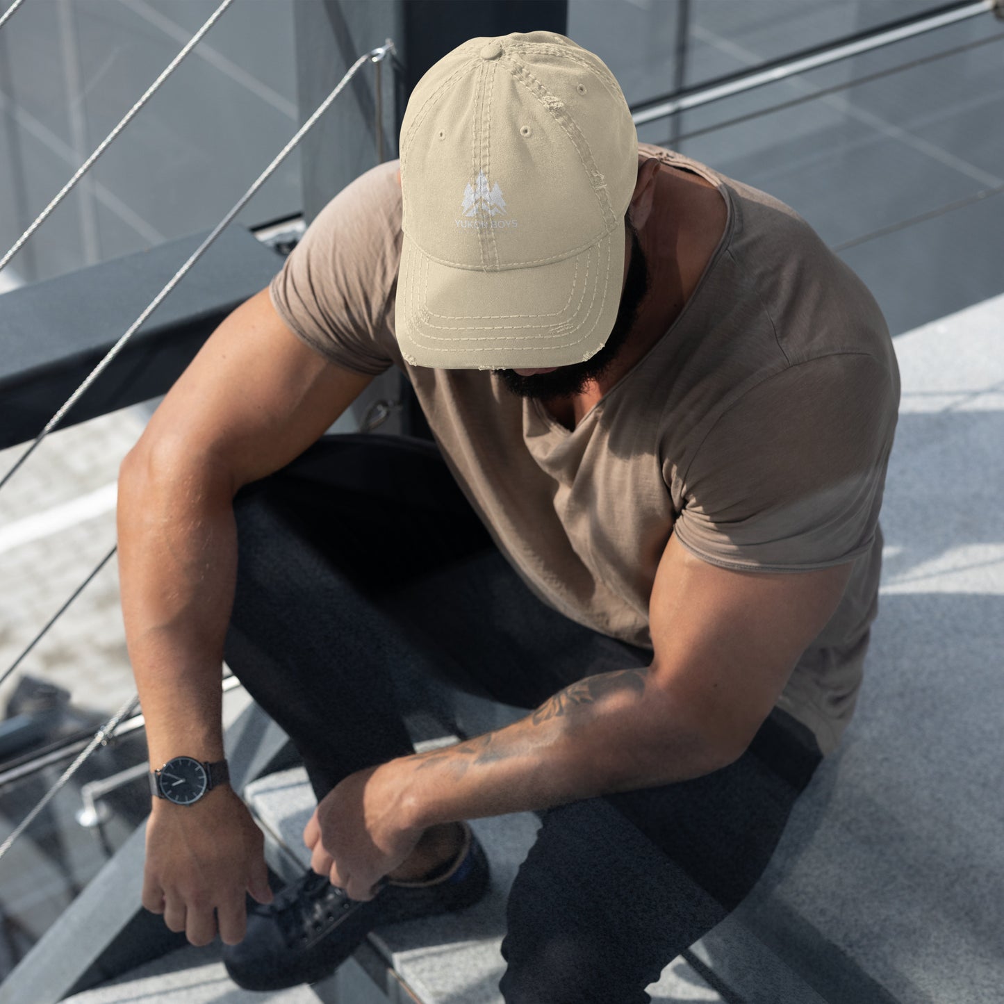 Khaki Yukon Boys Dad Hat, front view