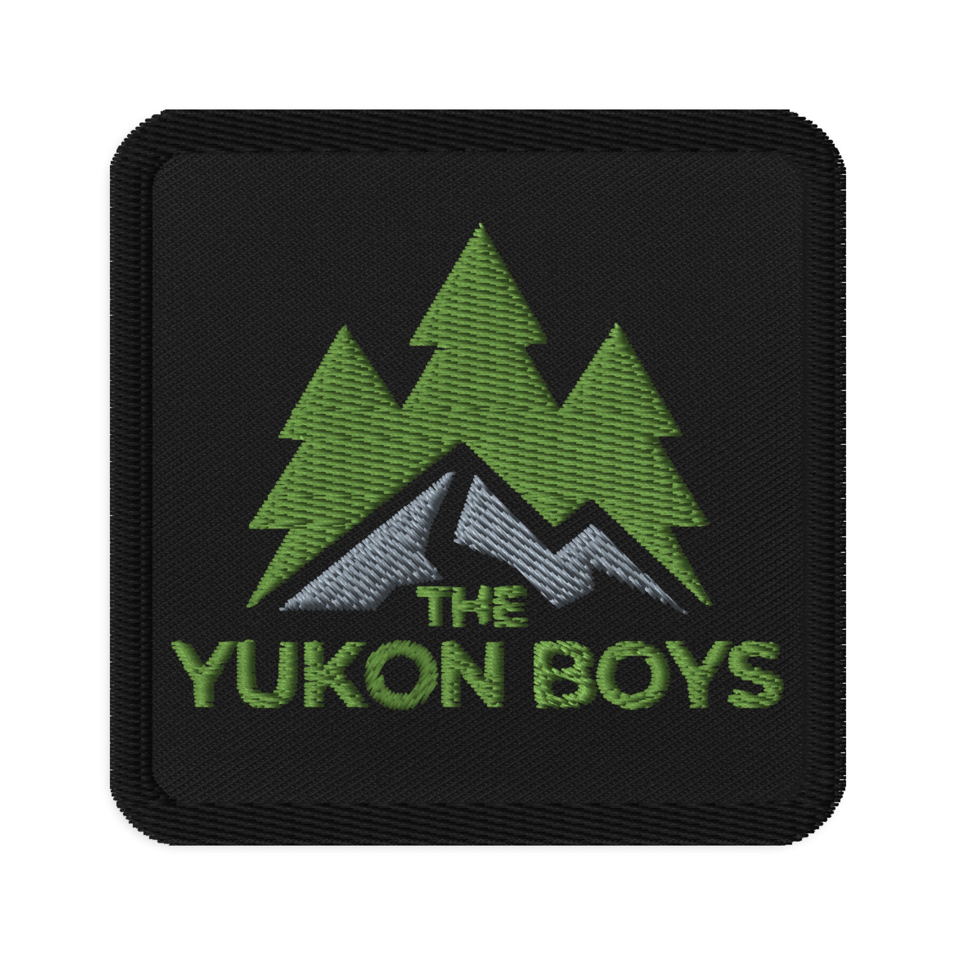 The Yukon Boys Embroidered Patch, northern outdoor logo patch, front view 2