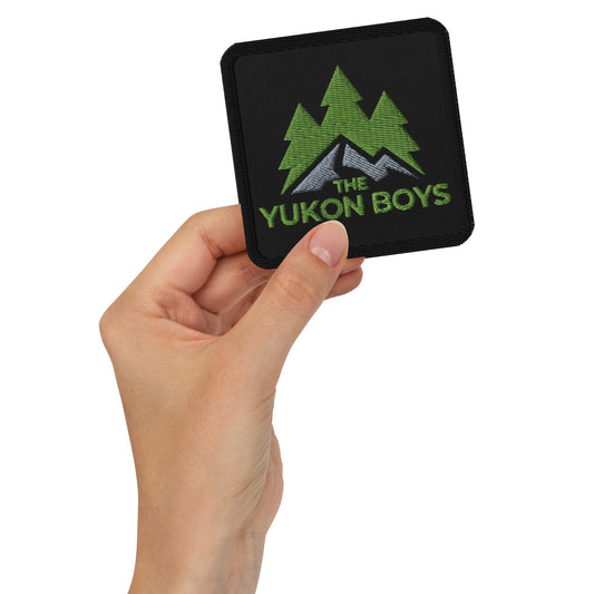 The Yukon Boys Embroidered Patch, northern outdoor logo patch, front view