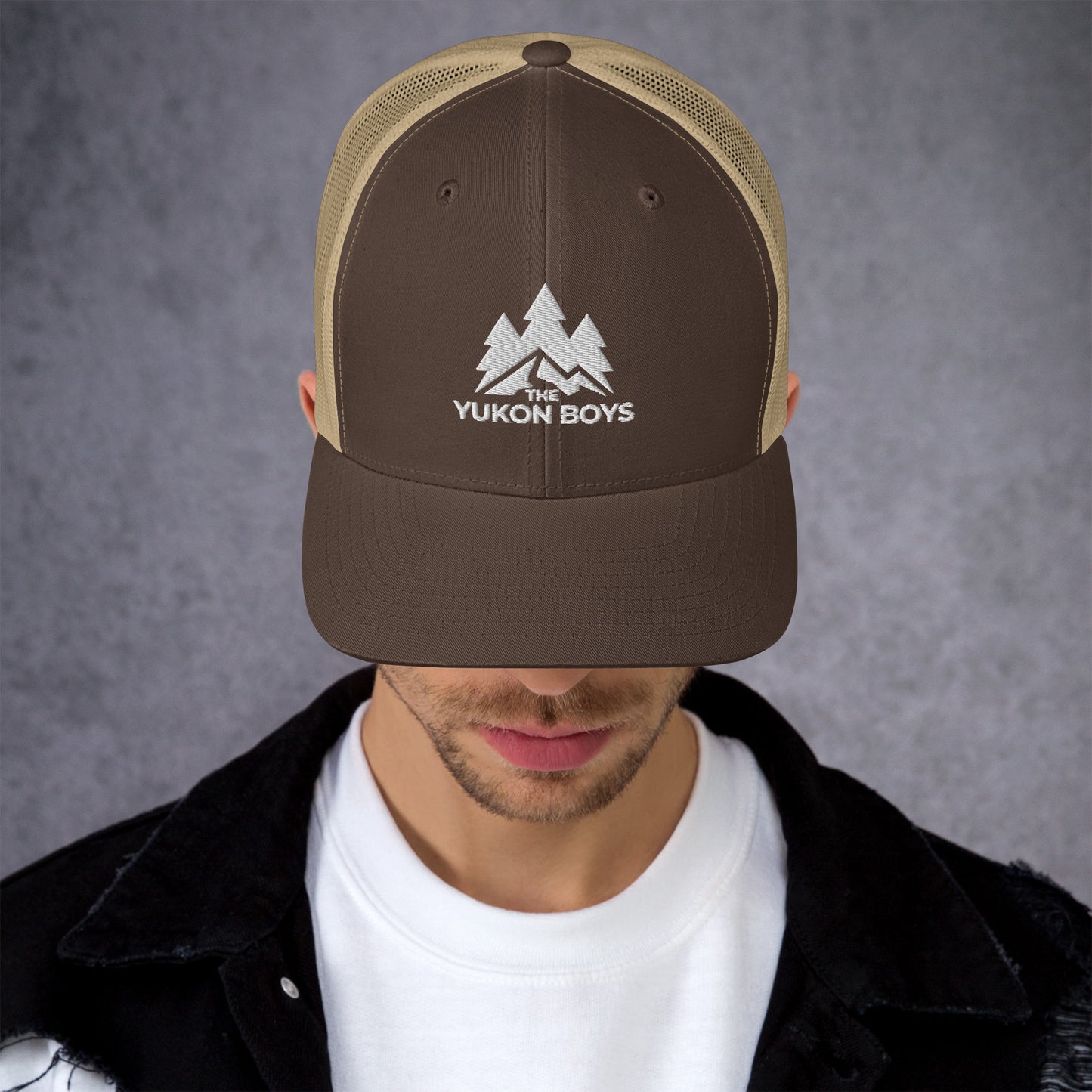 The Yukon Boys Trucker Cap in Brown Khaki, front view