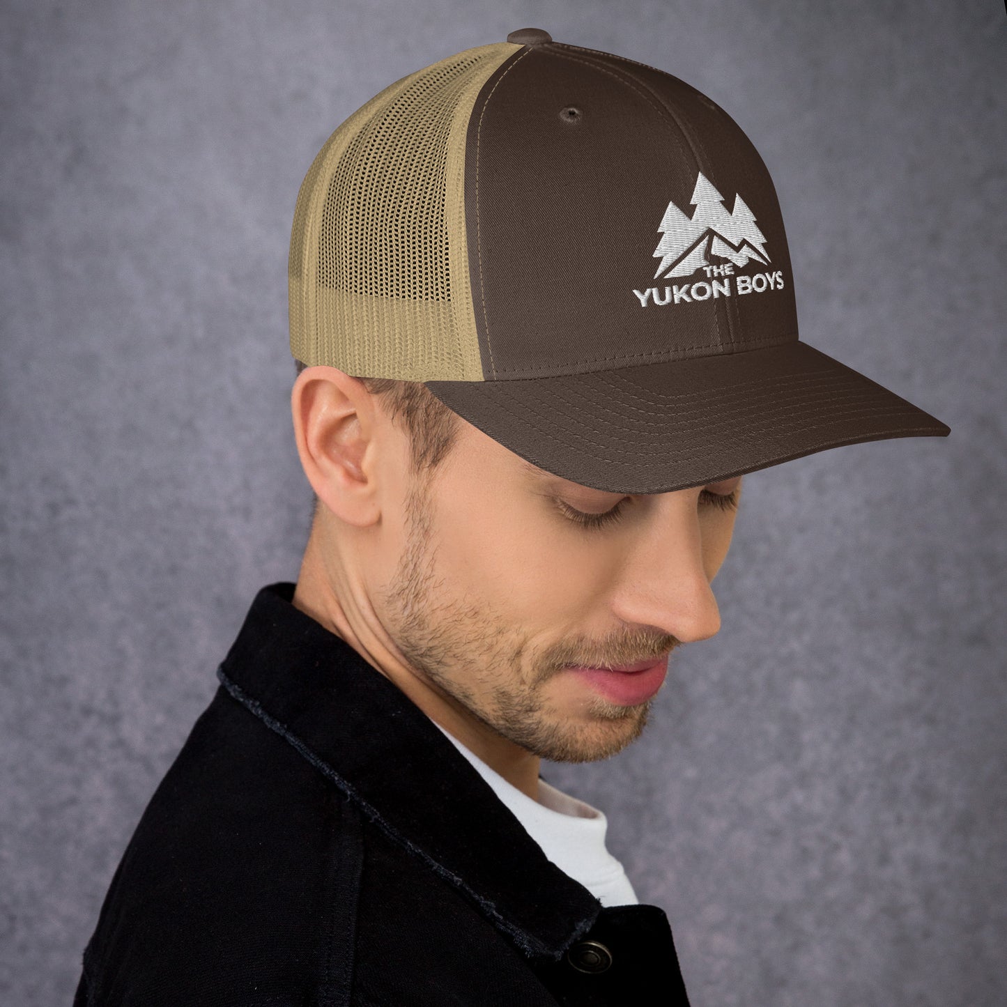The Yukon Boys Trucker Cap in Brown Khaki, right side view