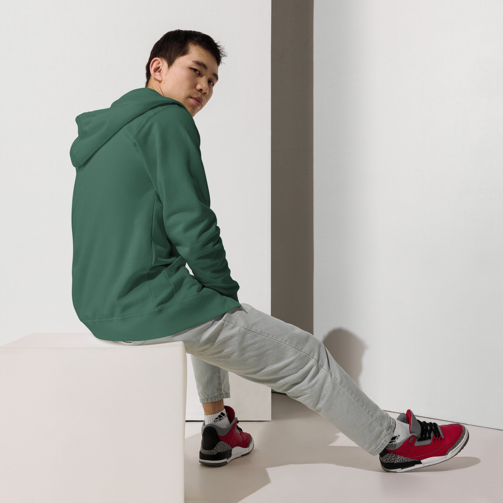 Alpine Green Yukon Boys Zip Hoodie, back view