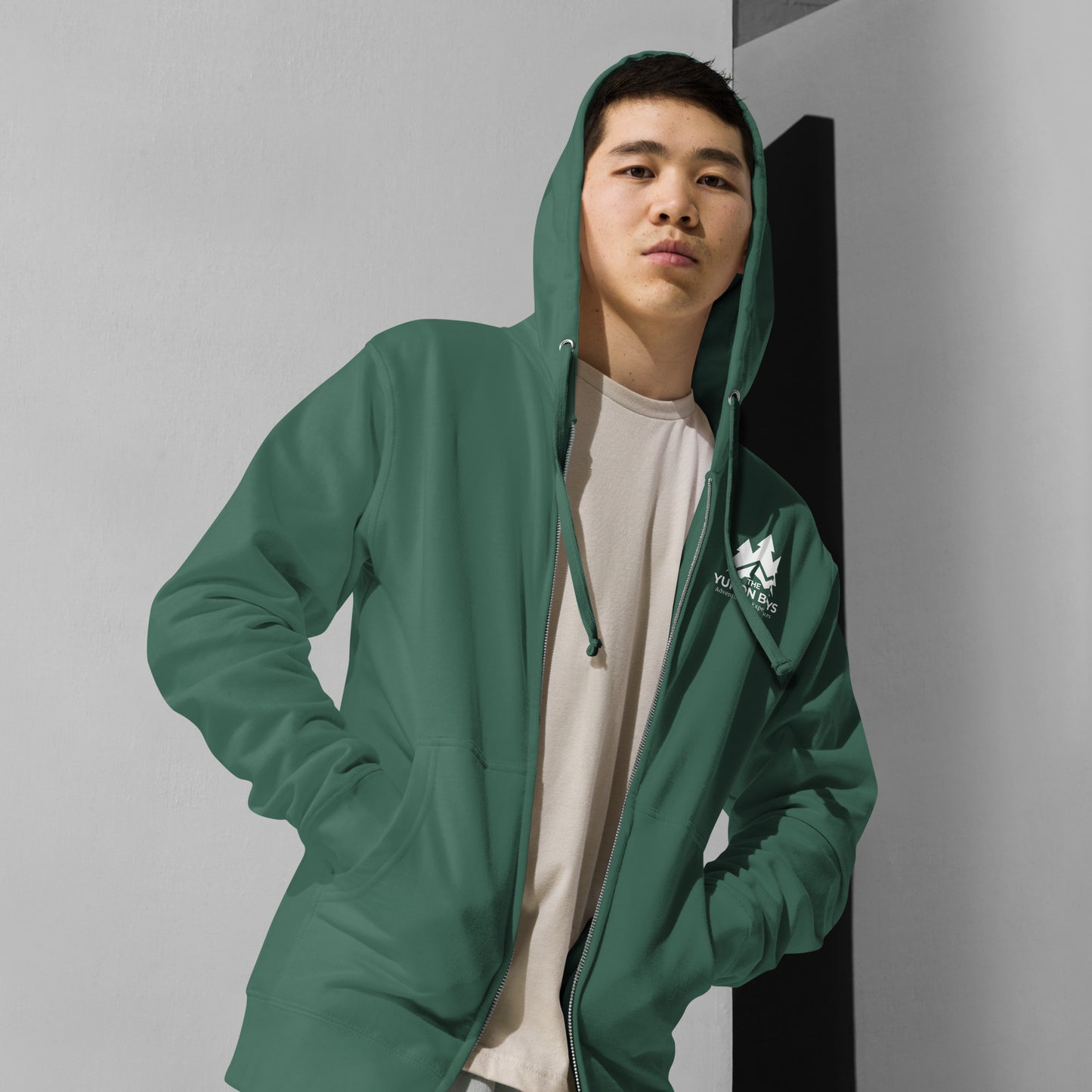 Alpine Green Yukon Boys Zip Hoodie, front view
