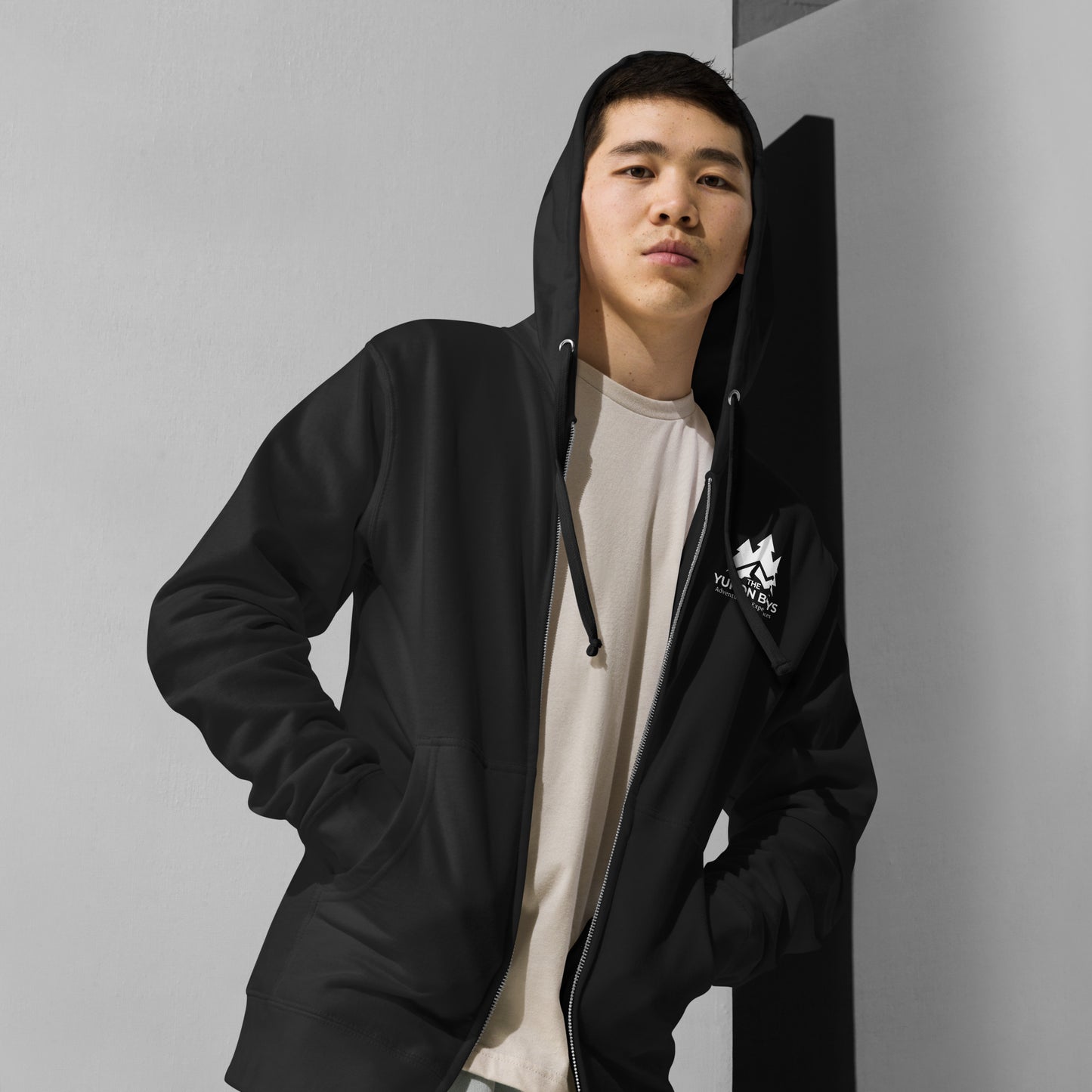 Black Yukon Boys Zip Hoodie, front view