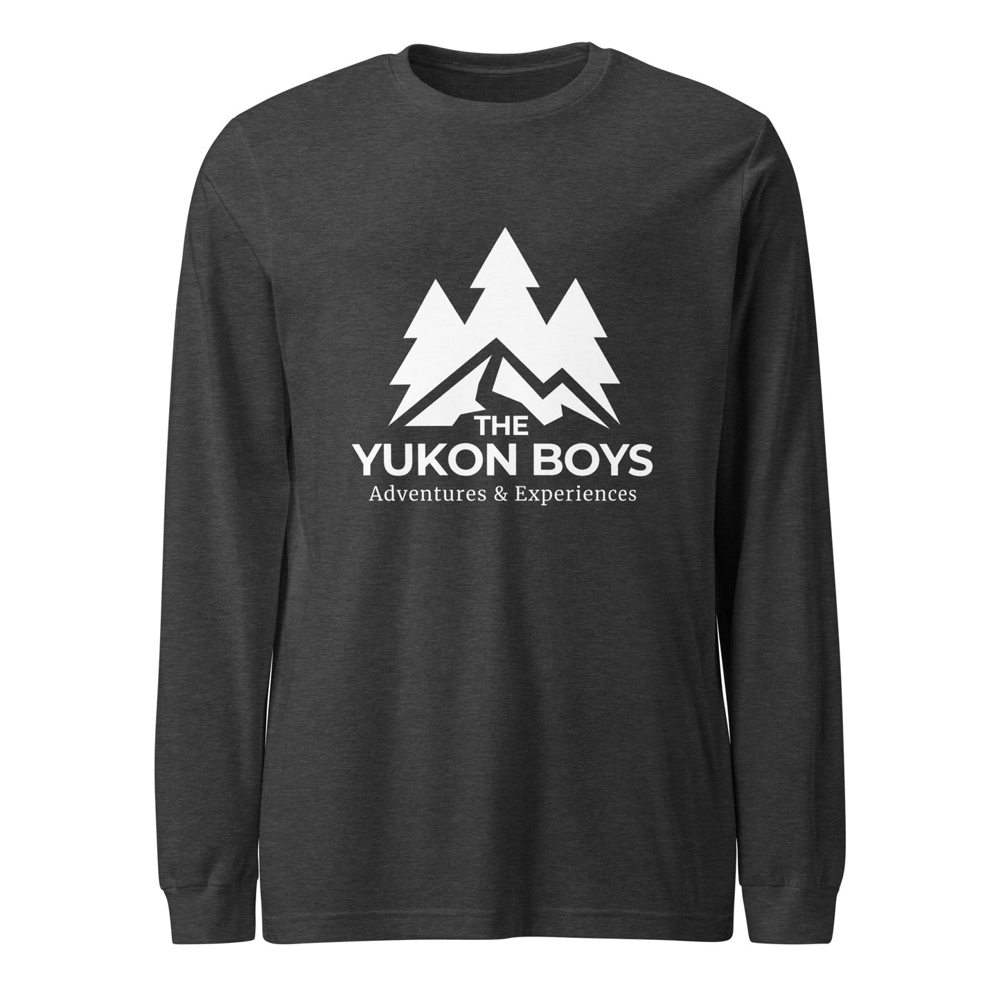 Dark Grey Heather Yukon Boys Long Sleeve Tee, front view
