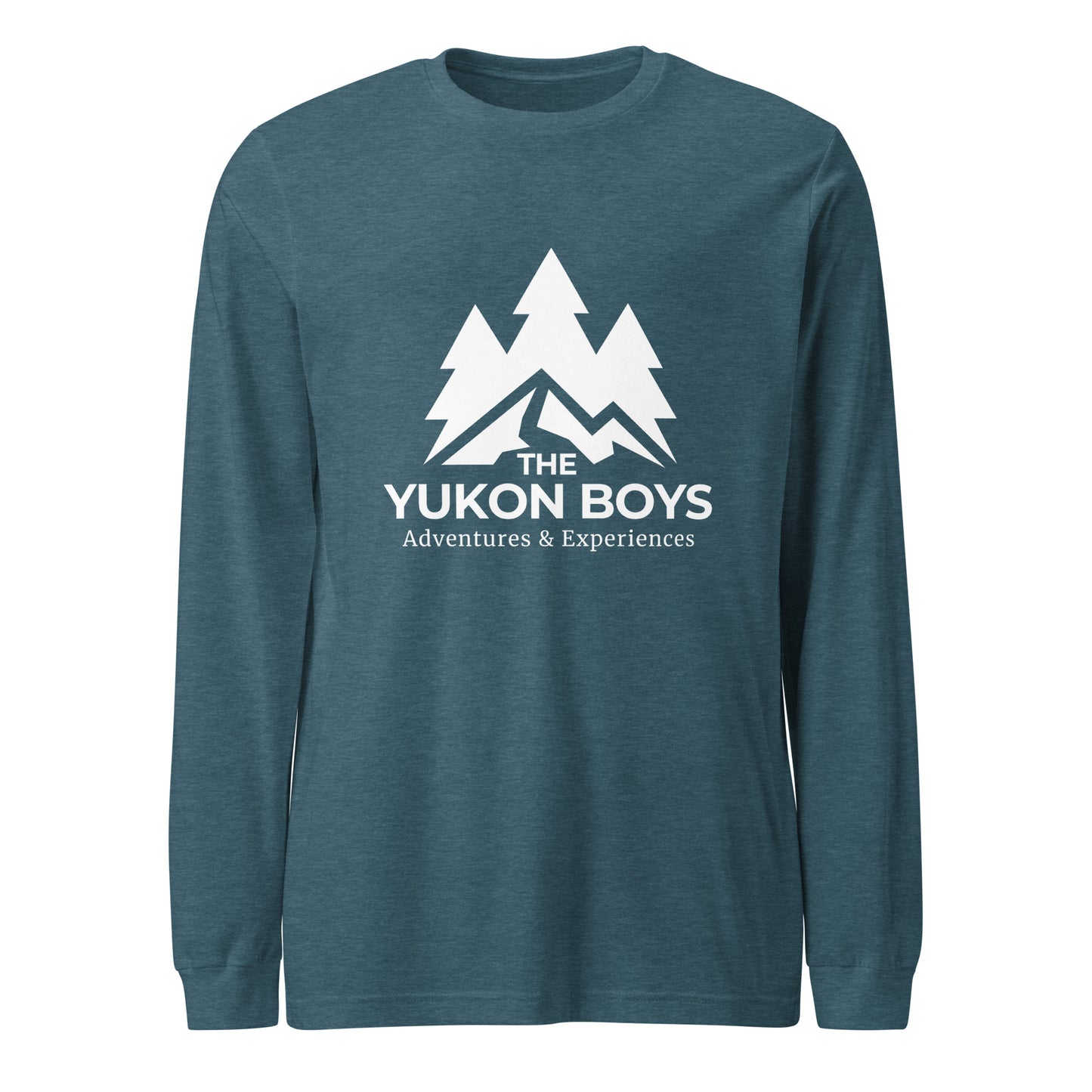 Heather Deep Teal Yukon Boys Long Sleeve Tee, front view