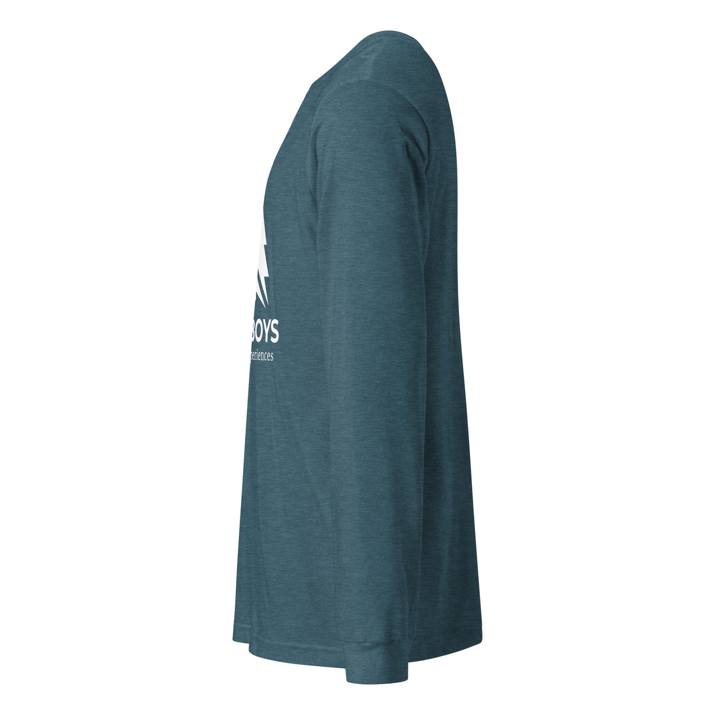 Heather Deep Teal Yukon Boys Long Sleeve Tee, side view