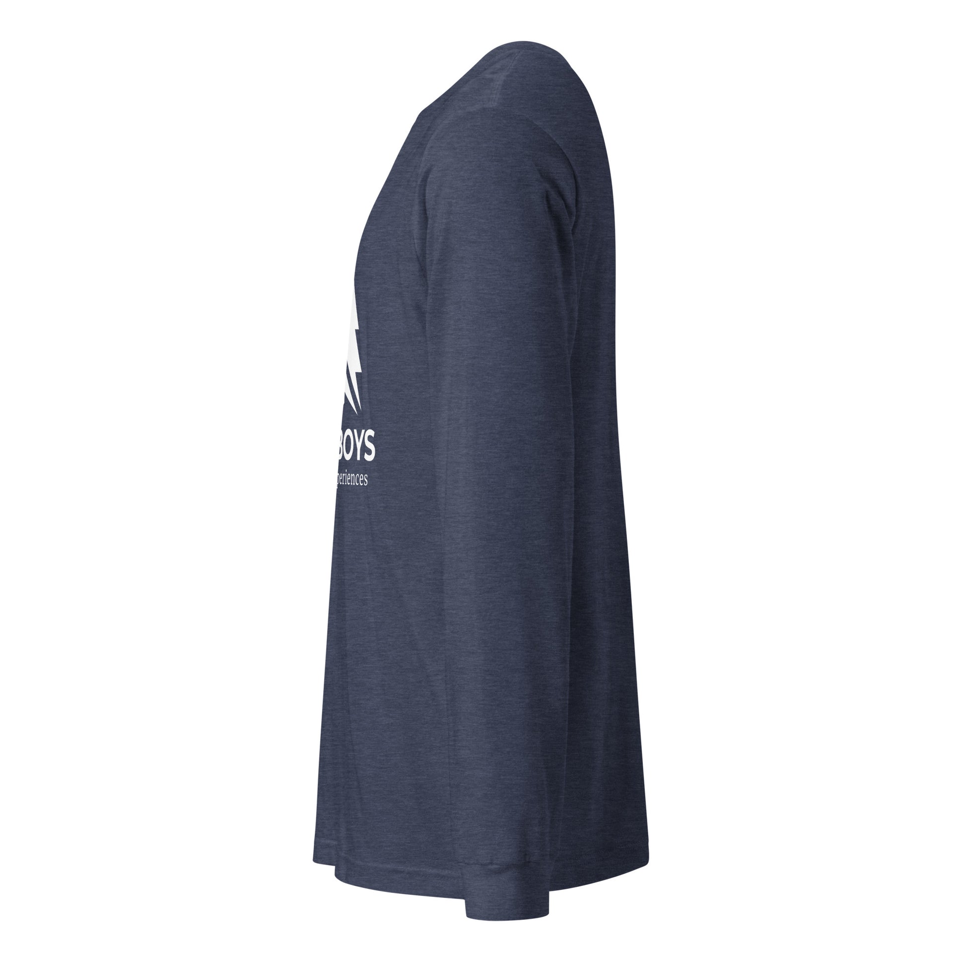 Heather Navy Yukon Boys Long Sleeve Tee, side view