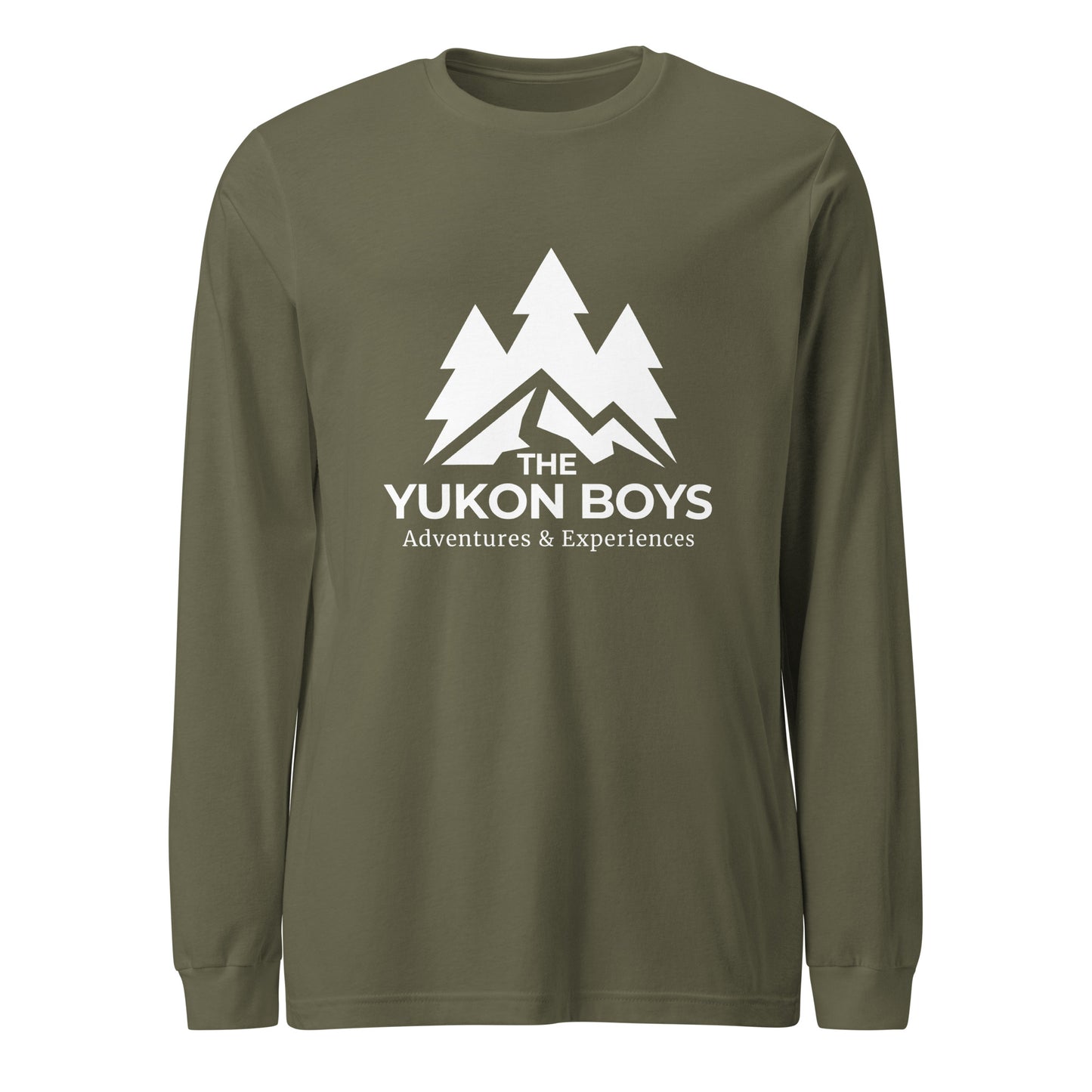 Military Green Yukon Boys Long Sleeve Tee, front view