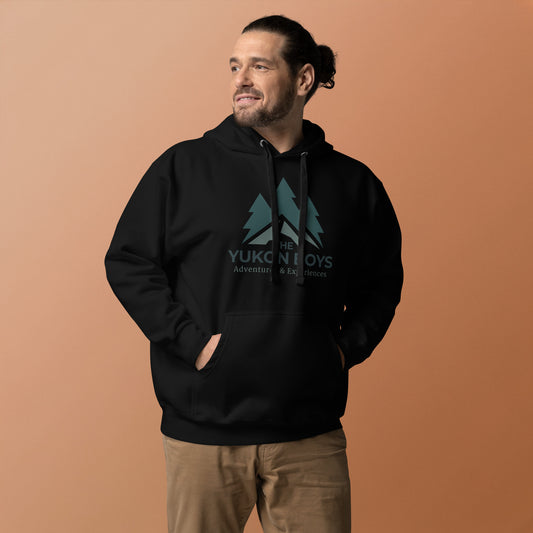 The Yukon Boys Hoodie in Black, front view 2