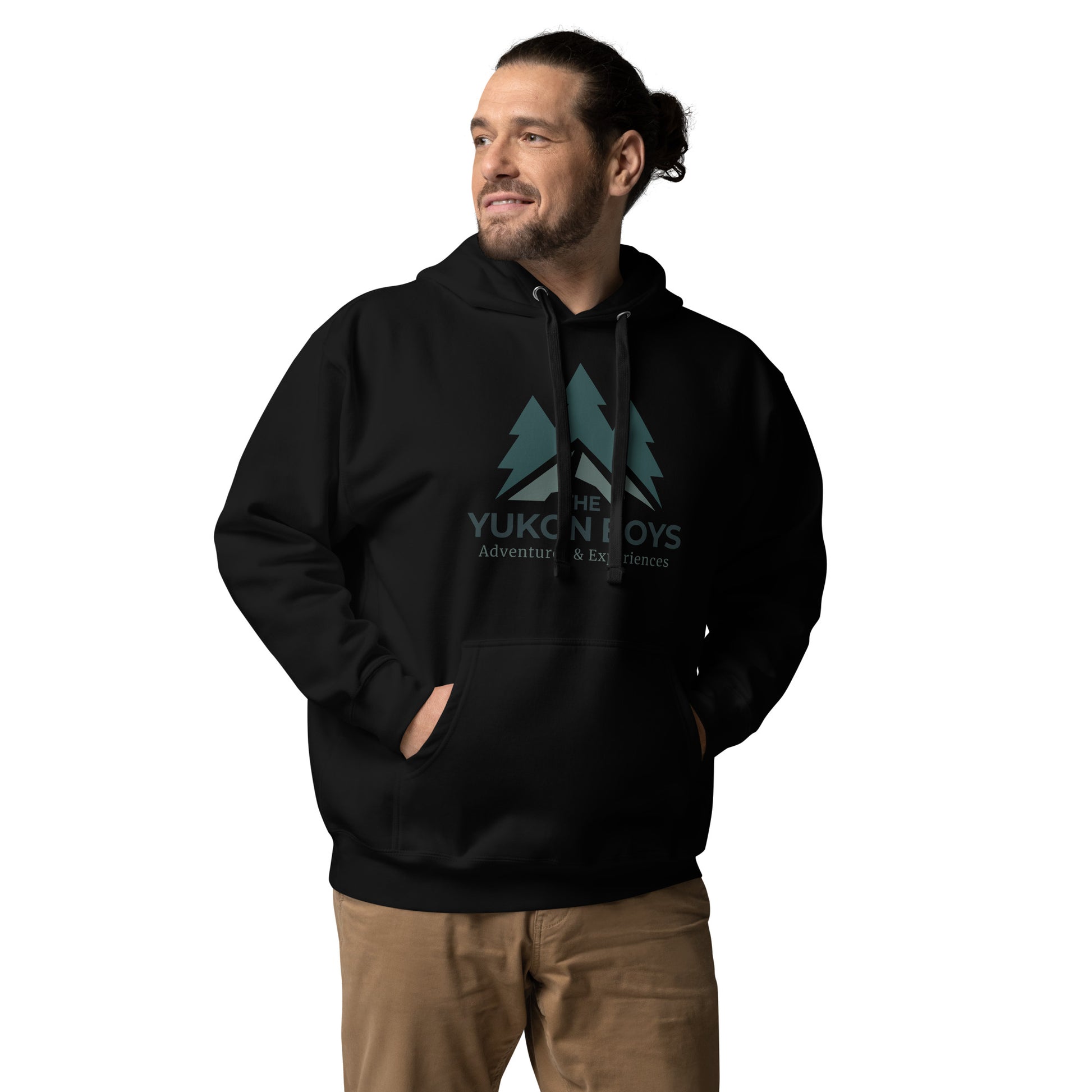 The Yukon Boys Hoodie in Black, front view
