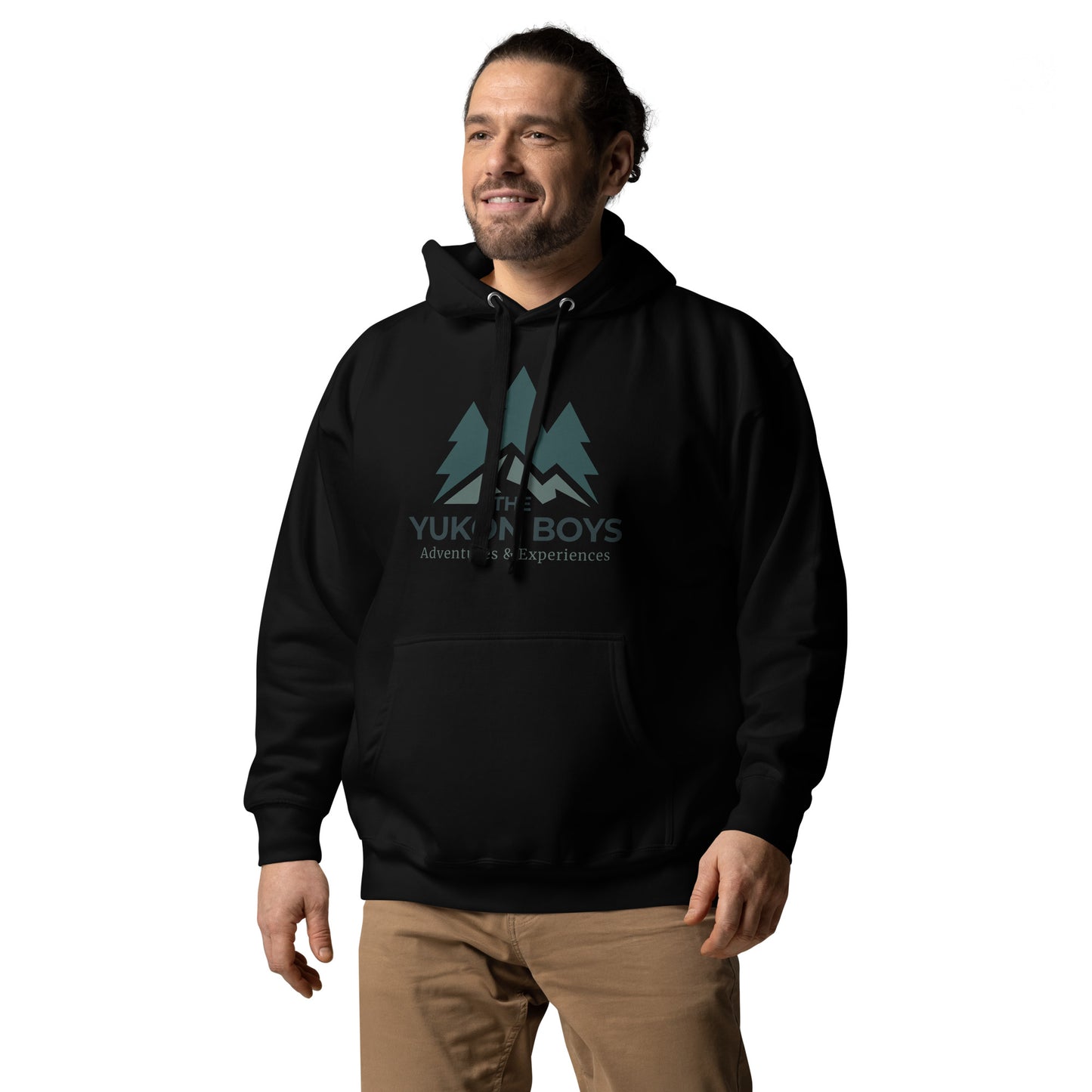 The Yukon Boys Hoodie in Black, left front view