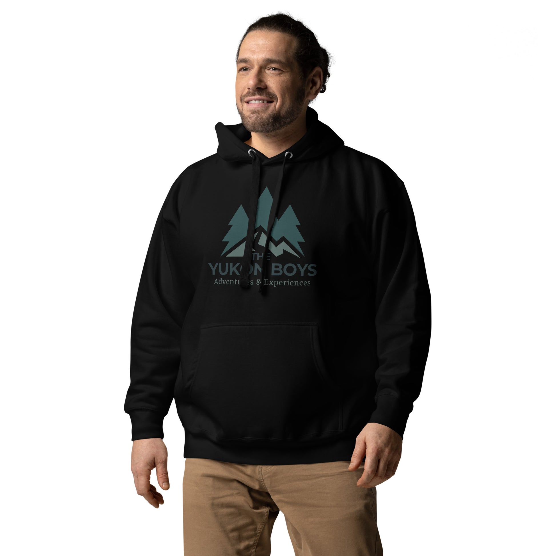 The Yukon Boys Hoodie in Black, left front view