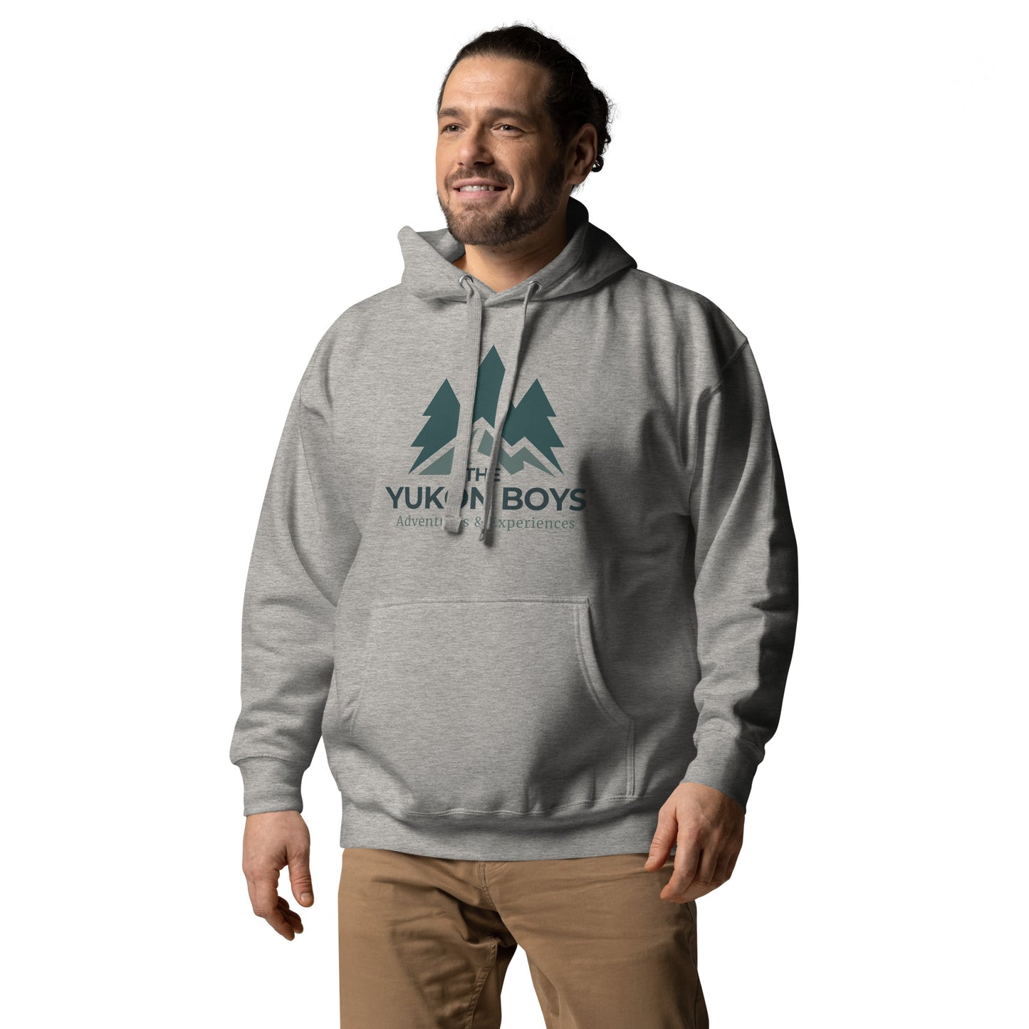 The Yukon Boys Hoodie in Carbon Grey, left front view