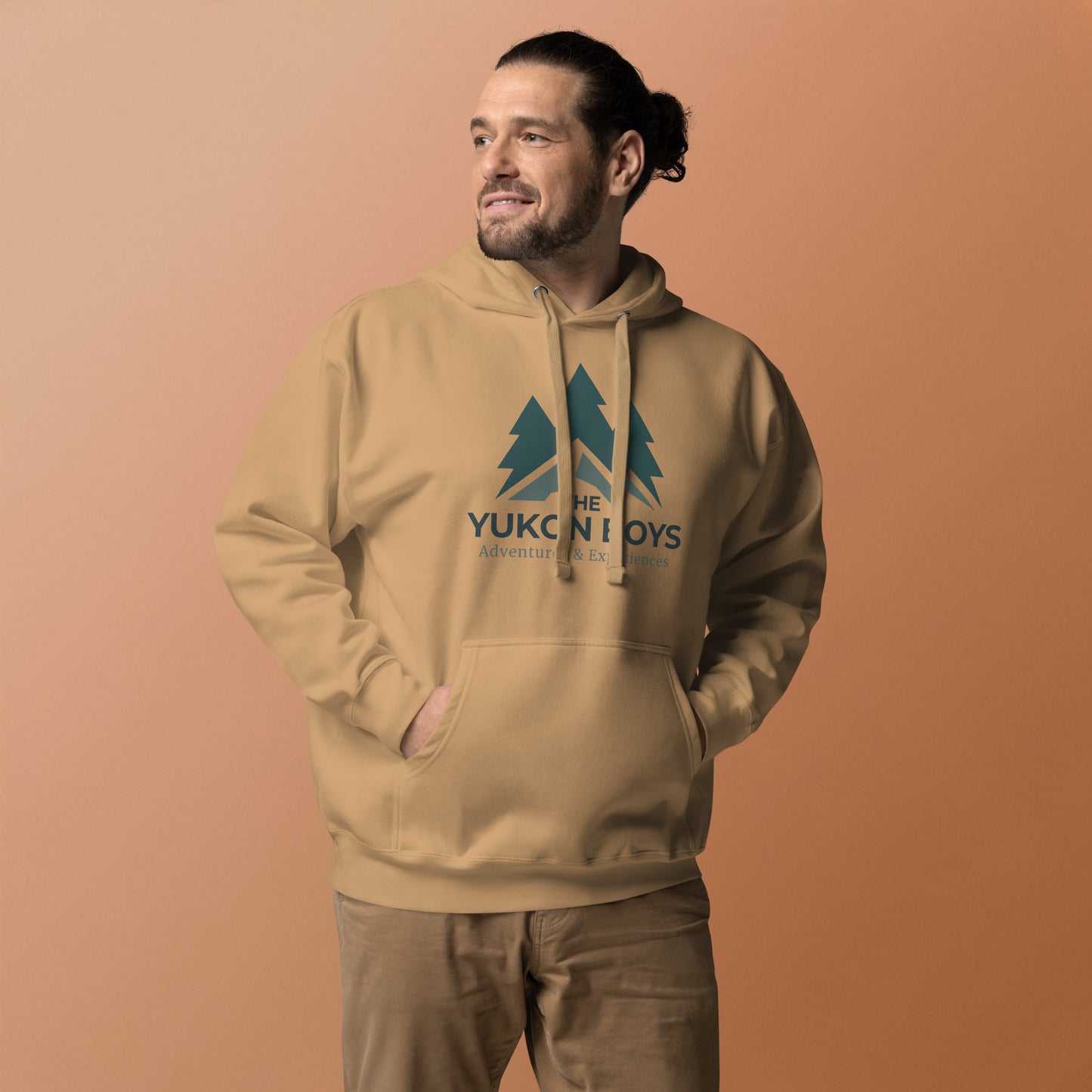 The Yukon Boys Hoodie in Khaki, front view 2