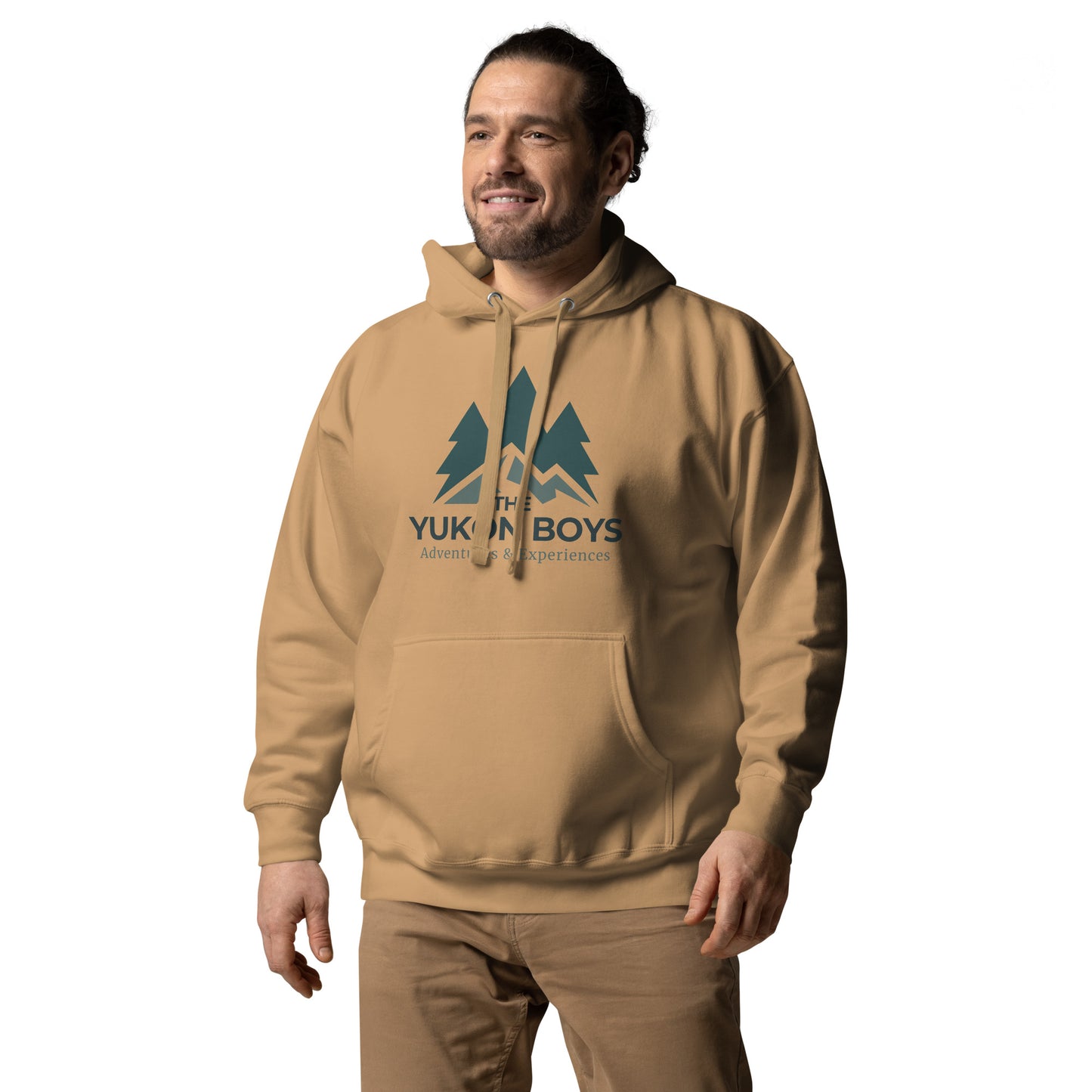 The Yukon Boys Hoodie in Khaki, left front view