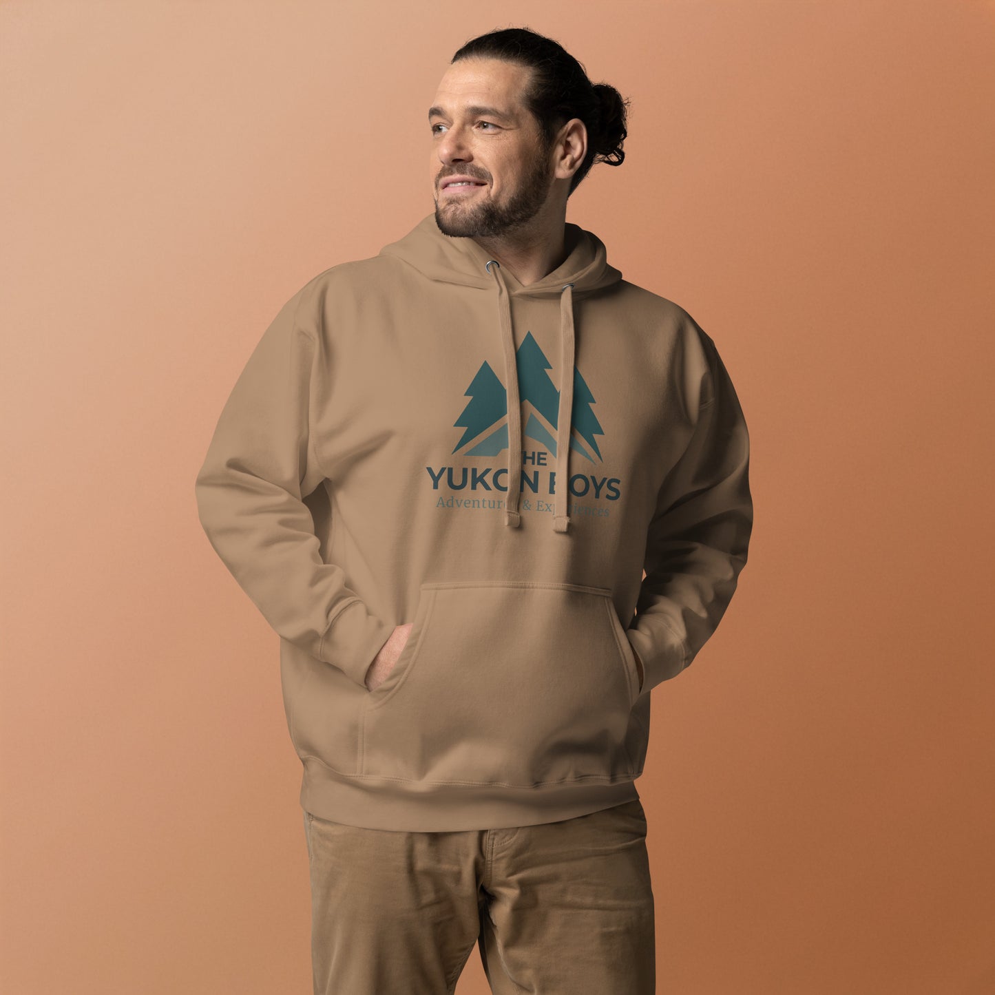 The Yukon Boys Hoodie in Latte, front view 2
