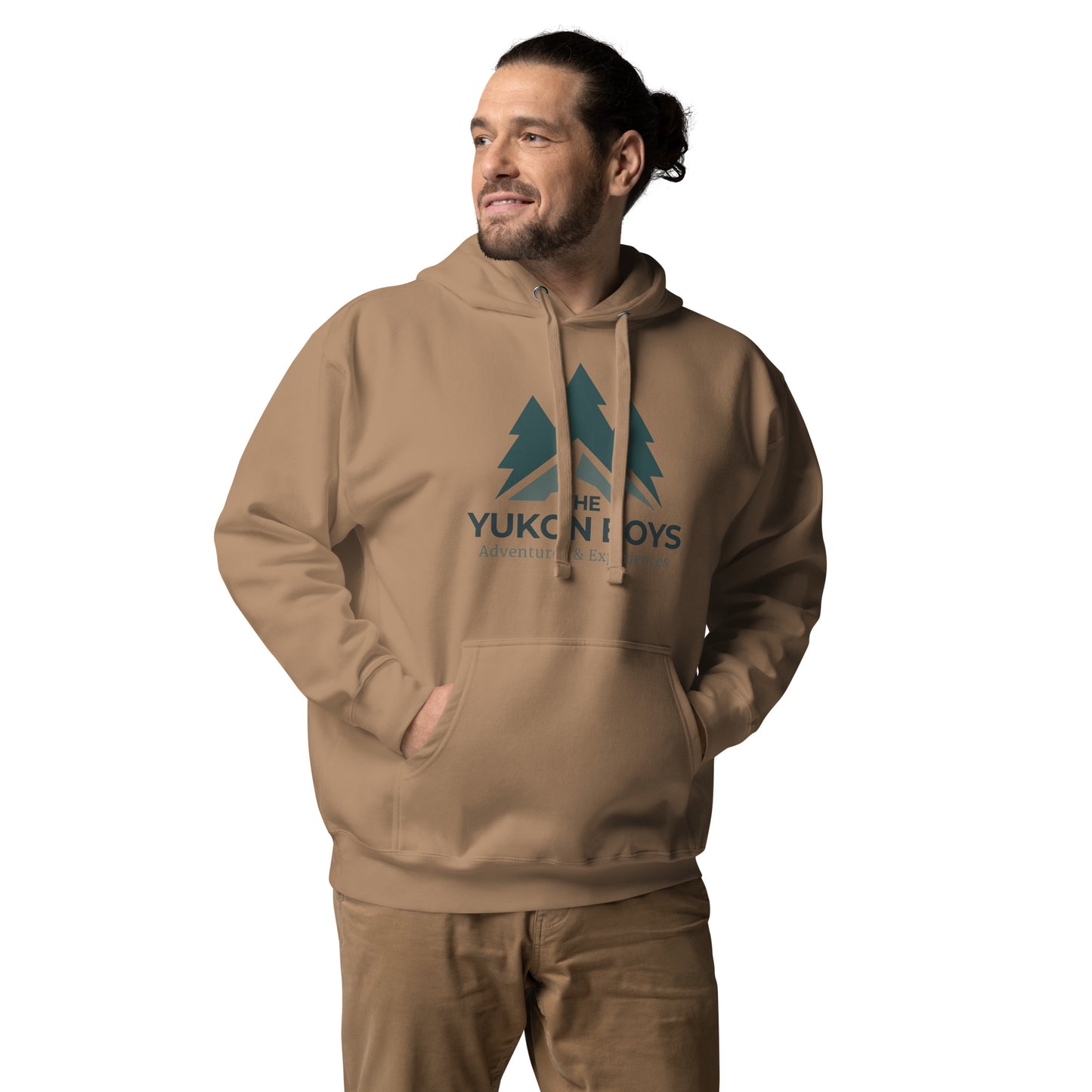 The Yukon Boys Hoodie in Latte, front view