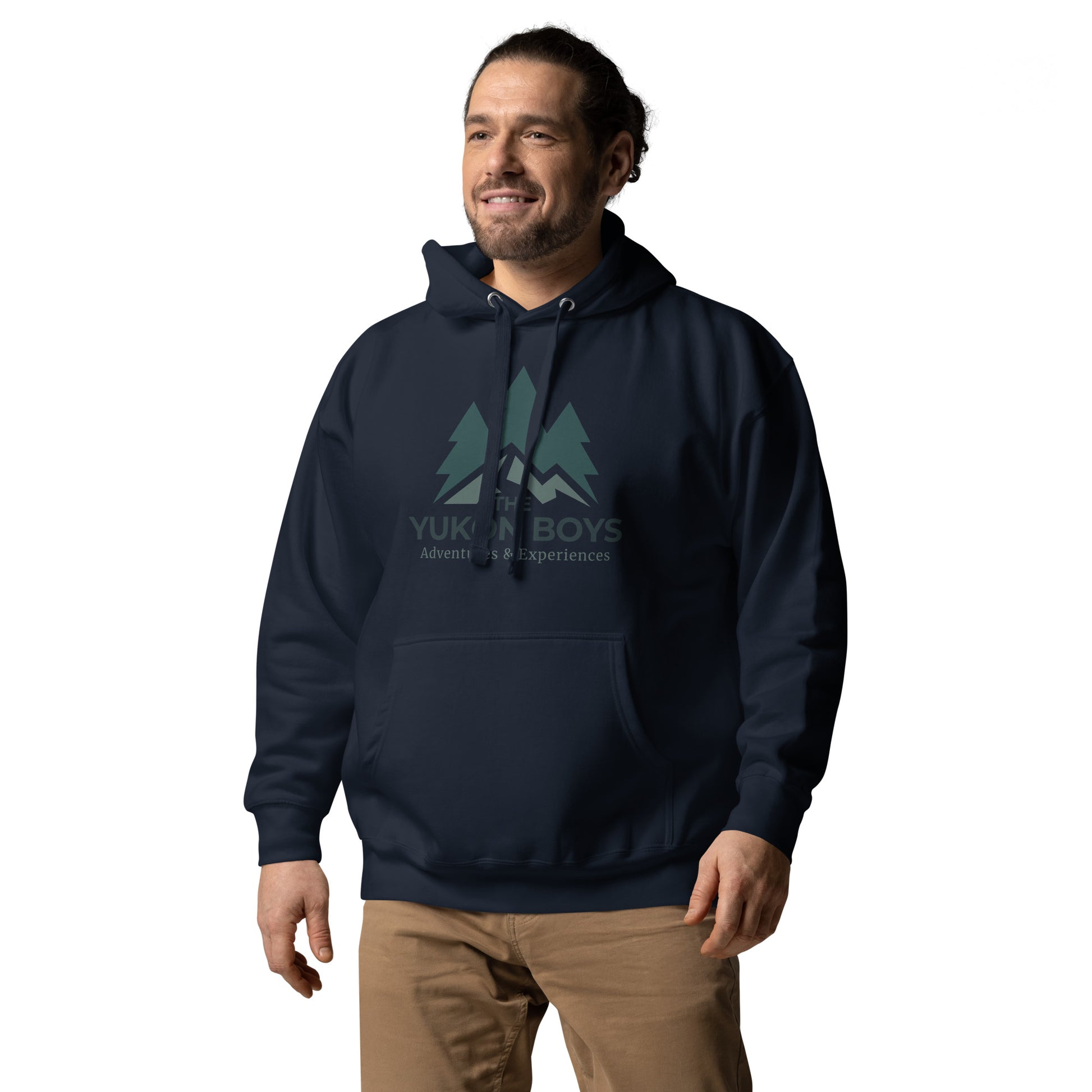 The Yukon Boys Hoodie in Navy Blazer, left front view